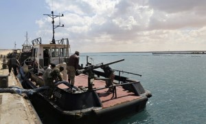 Rebels at Es Sider port in Ras Lanuf in Libya