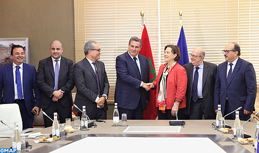 M. Aziz Akhannouch s’entretient avec une délégation de la commission parlementaire mixte Maroc-UE-KA
