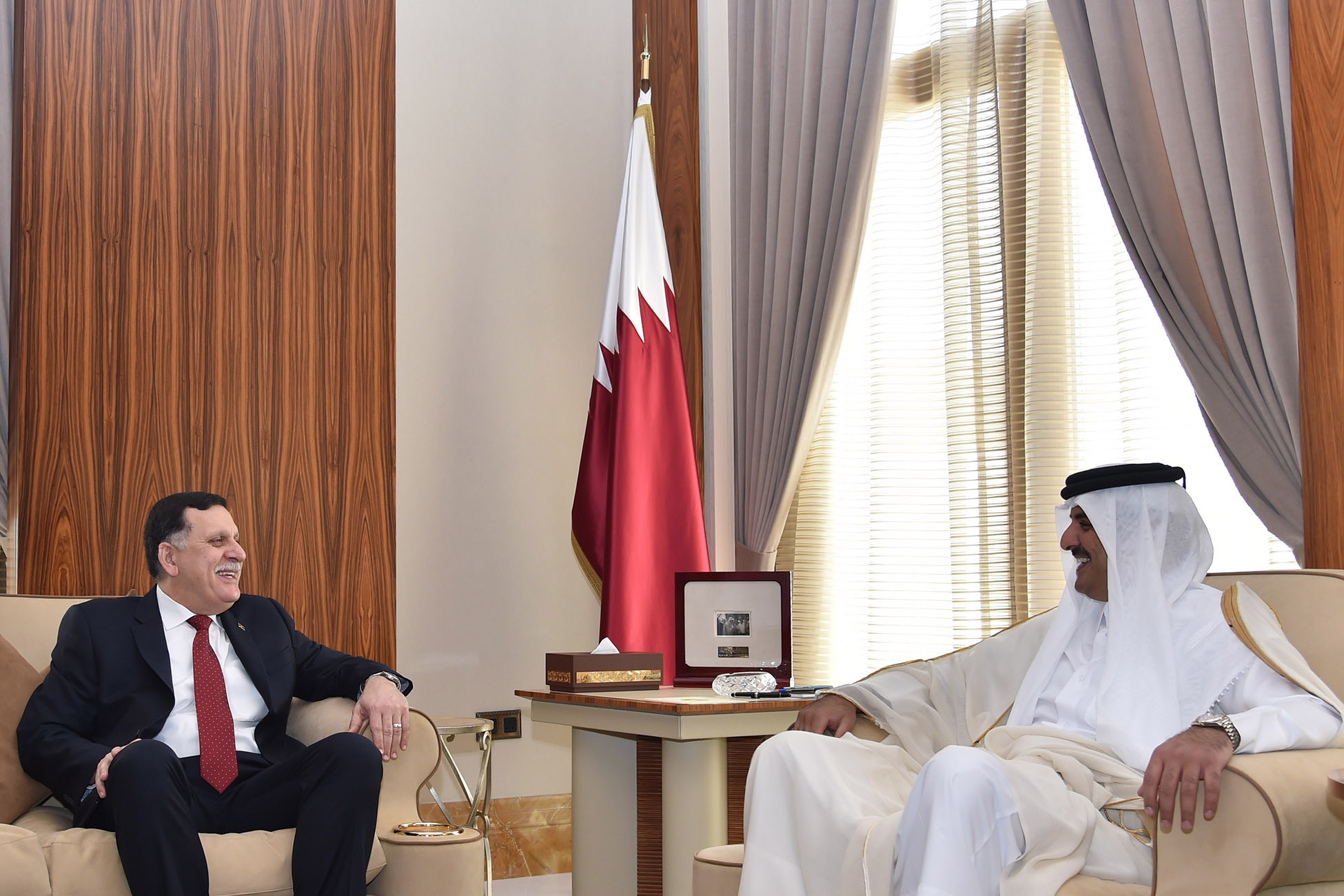 GNA Faize Serraj with Emir of qatar Tamim