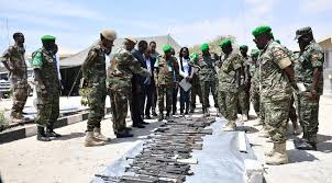 AMISOM hands over weapons captured from Al-Shabaab to Somalia