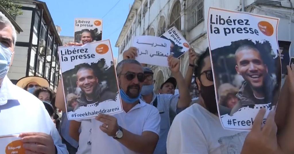 Free Algerian journalist Khalid drareni demo in Paris