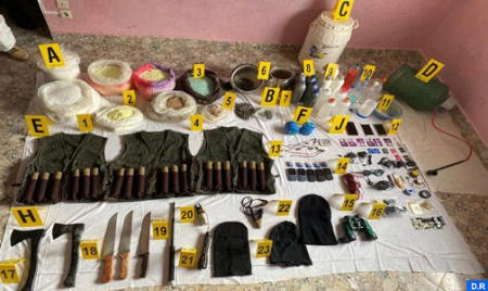 Explosive materials seized during recent dismantling of terrorist cell