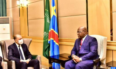 President of the Democratic Republic of Congo Félix Antoine Tshisekedi with royal envoy Mohcine jazouli