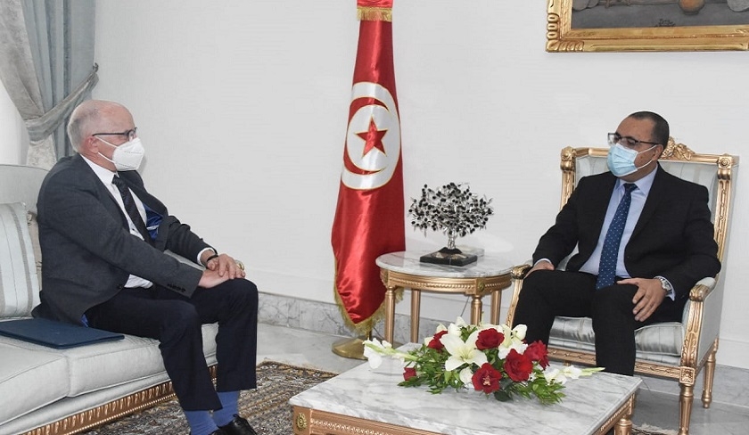 Tunisian PM Hichem Mechichi & EU envoy Marcus cornaro