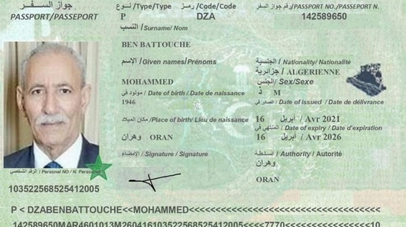 Brahim Ghali’s fabricated Algerian passport, the picture of the day
