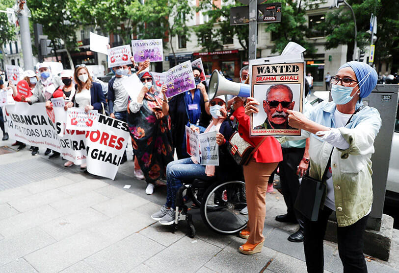 Protest in Spain aaginst presence of _Brahim Ghali