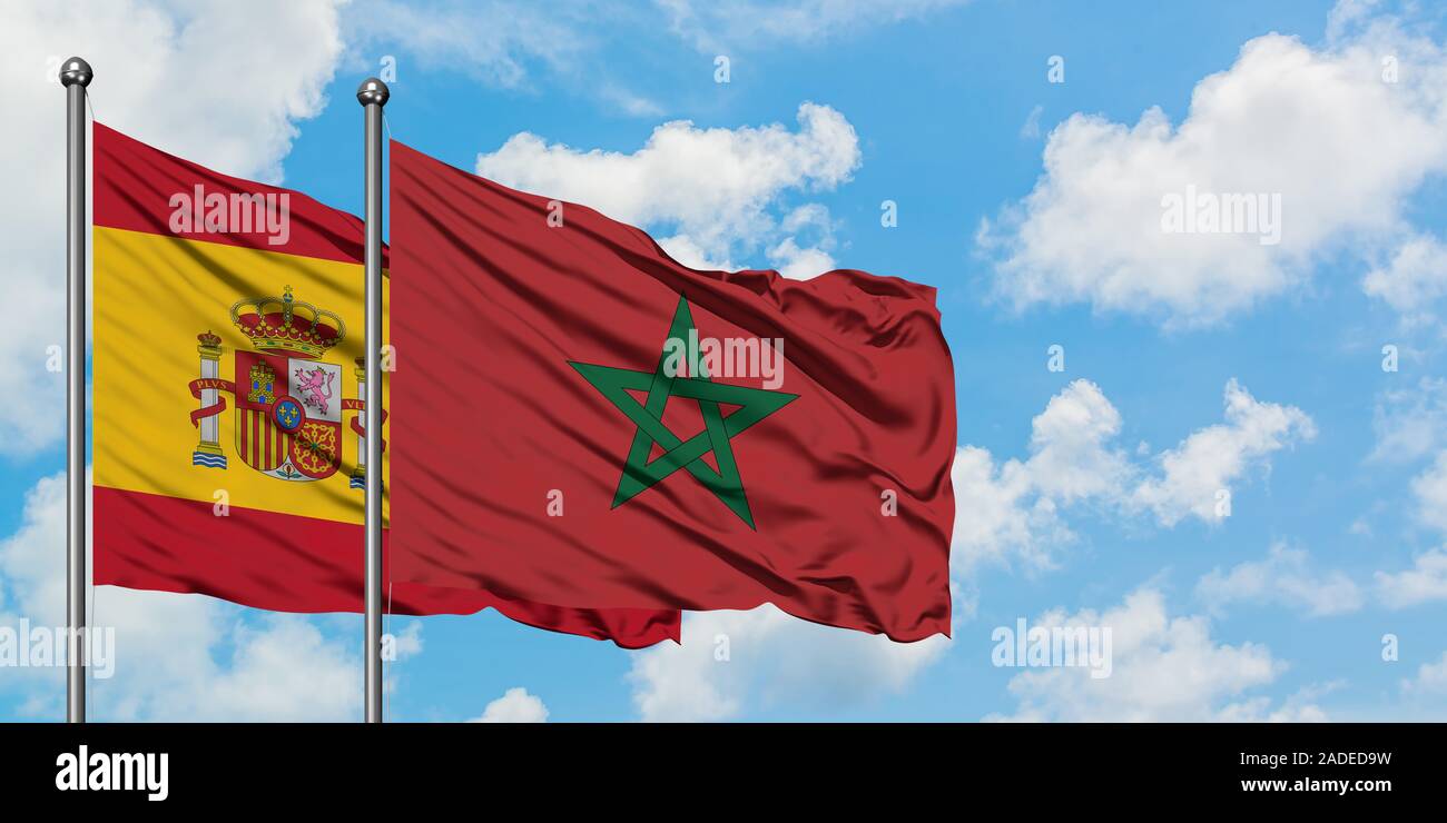 spain-morocco-flag-cloudy-blue-sky-