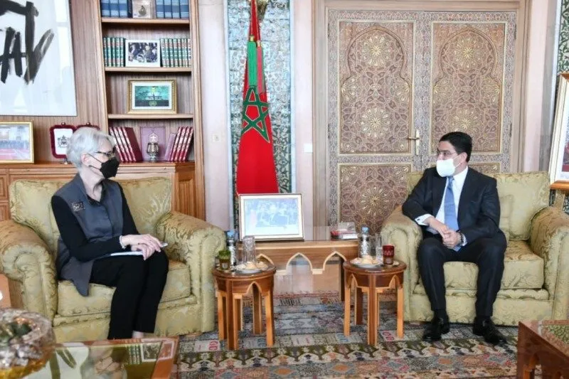 US deputy Secretary of state Wendy-Sherman-meets-Moroccan-Foreign-Minister-Nasser-Bourita in rabat march 8 2022