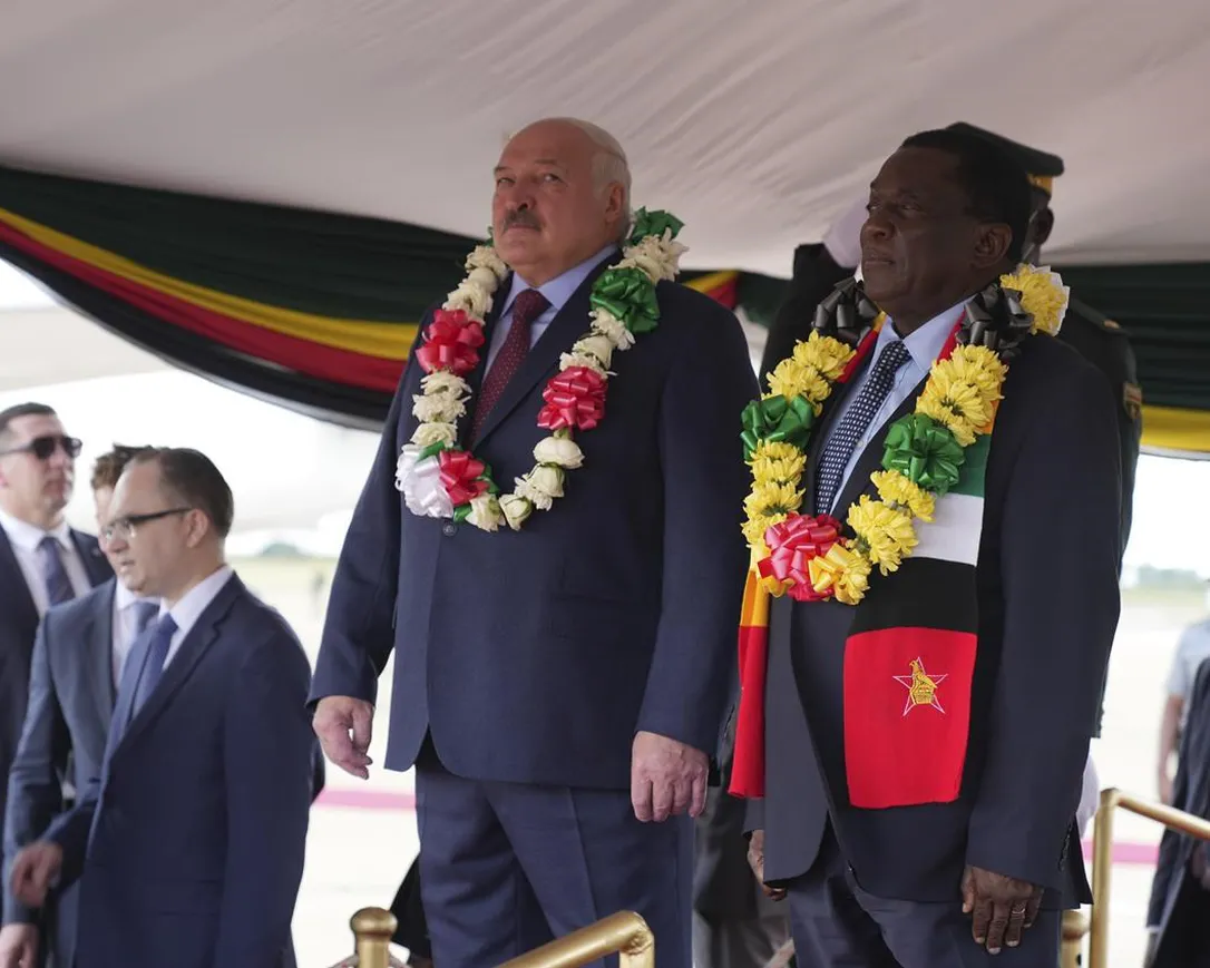 Belarusian president visits fellow Russia ally Zimbabwe
