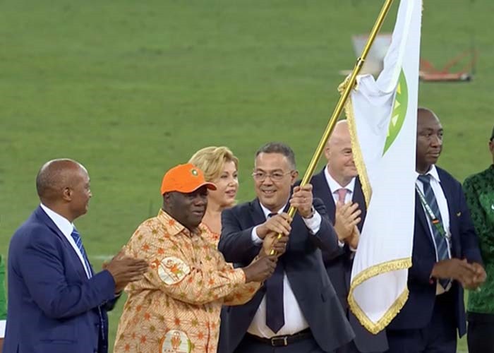 AFCON 2025 in Morocco: Alassane Ouattara hands Africa Cup of Nations Flag to FRMF President