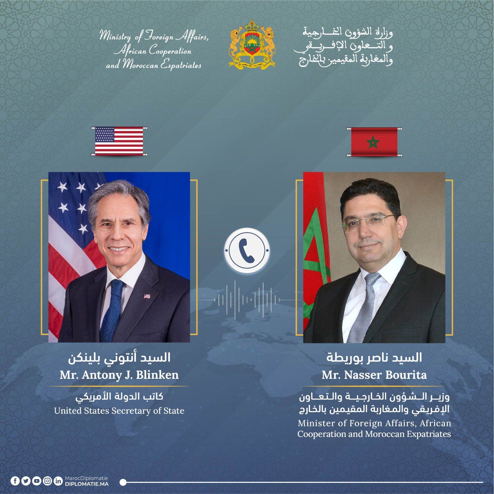USA expresses gratitude to Moroccan King for humanitarian aid to Gaza, stresses importance of Morocco’s support for President Biden’s initiative