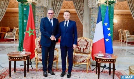 President Macron Meets Morocco’s Head of Govt & Speakers of Two Chambers of Parliament